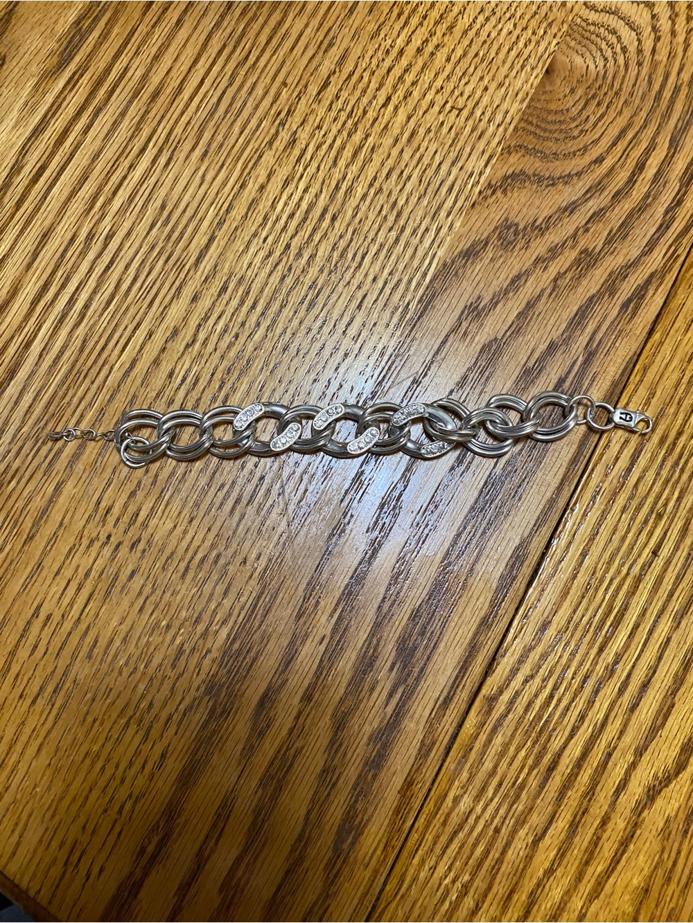 Etienne Aigner Silver-Tone Link Bracelet with Logo Accent